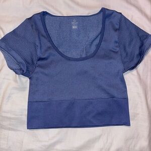 Aerie Blue Ribbed Scoop Neck Top